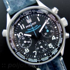 Poljot Traveller Blue Chrono - Click to enlarge image