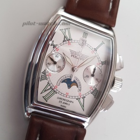 Poljot Tonneau Chronograph Silver - Click to enlarge image